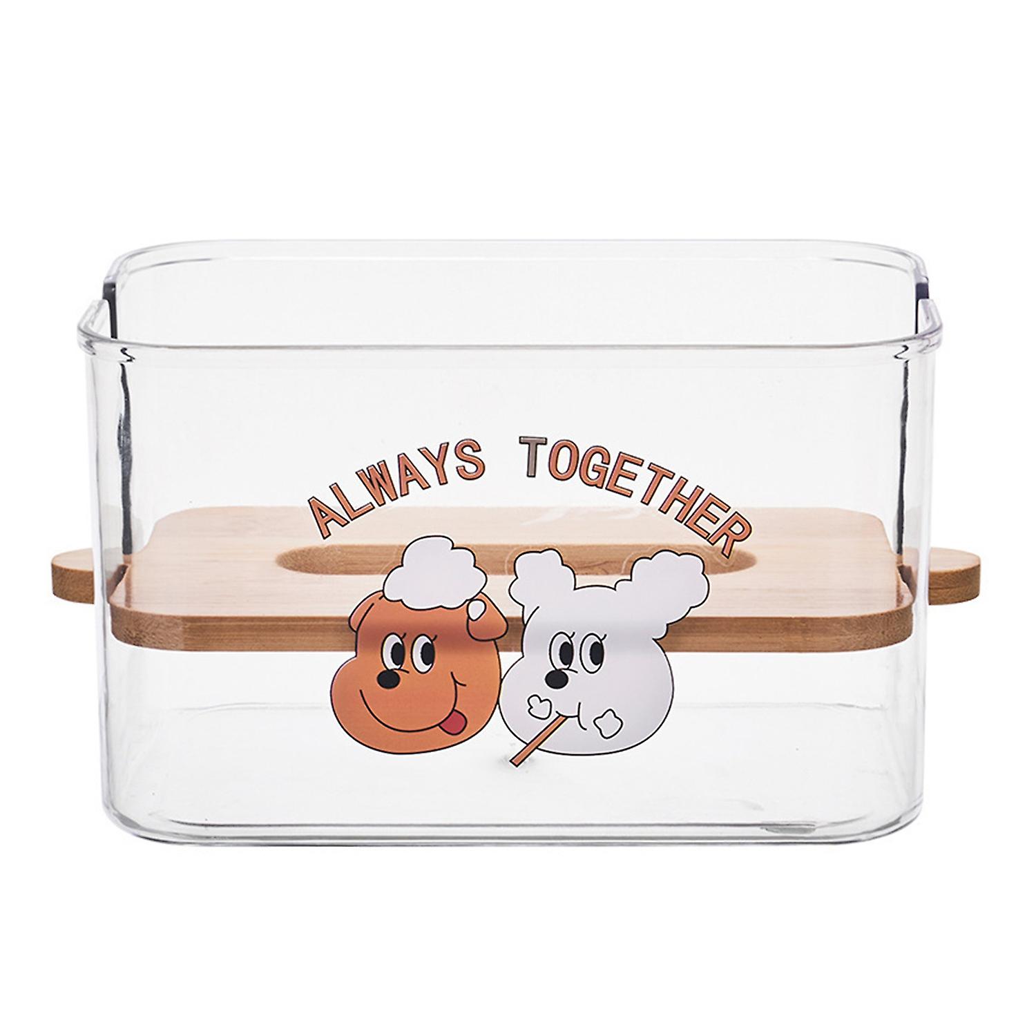 Dog Pattern Transparent Tissue Box PET Smooth Surface Napkin Box for Kitchen
