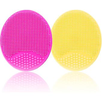 Baby bad siliconen massage exfoliëren borstel 2 stuks (geel + rose rood)