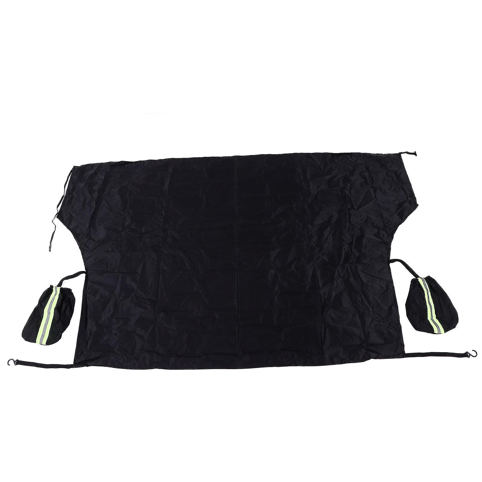 Windshield Cover Waterproof Snowproof Dustproof Large Coverage Area Black Windshield Protector with Reflective Strip