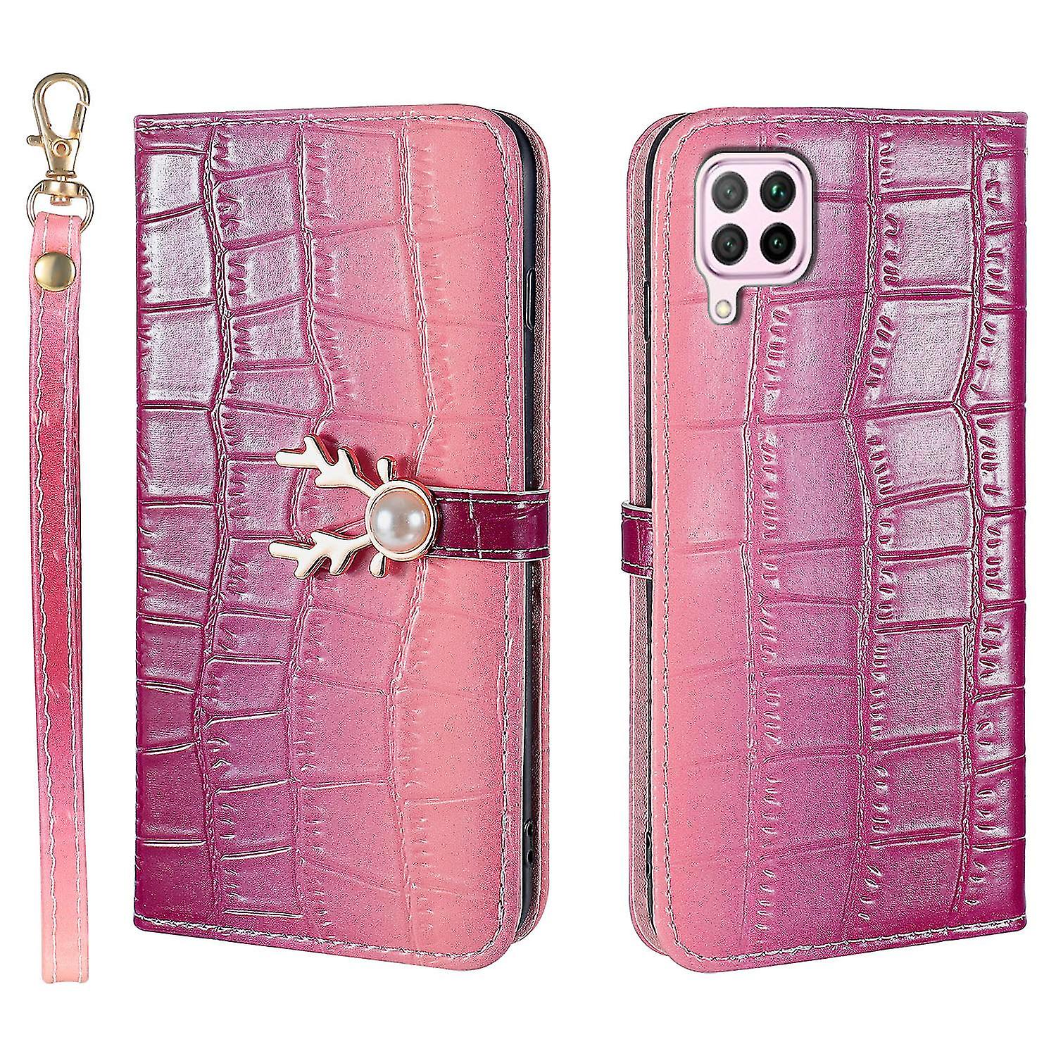 Elk Pattern Phone Case For Huawei P40 Lite With Card Holder, Lanyard, Pu Leather Material, Wallet Function, Corner Fall Protection