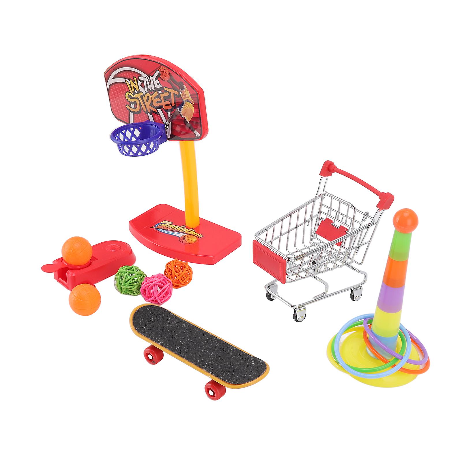 4pcs Interactive Bird Training Toys Basketball Skateboard Set