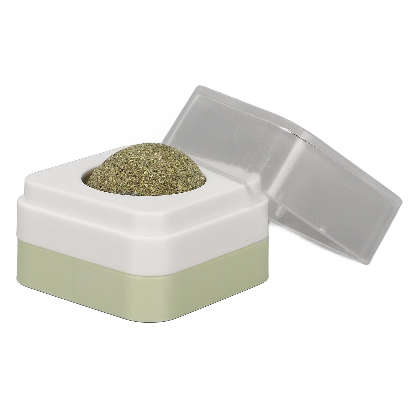 Cat Catnip Ball 360 Degree Rotatable Adhesive Teeth Cleaning Mood Regulating Catnip Wall Toy for Pet Cat Green 