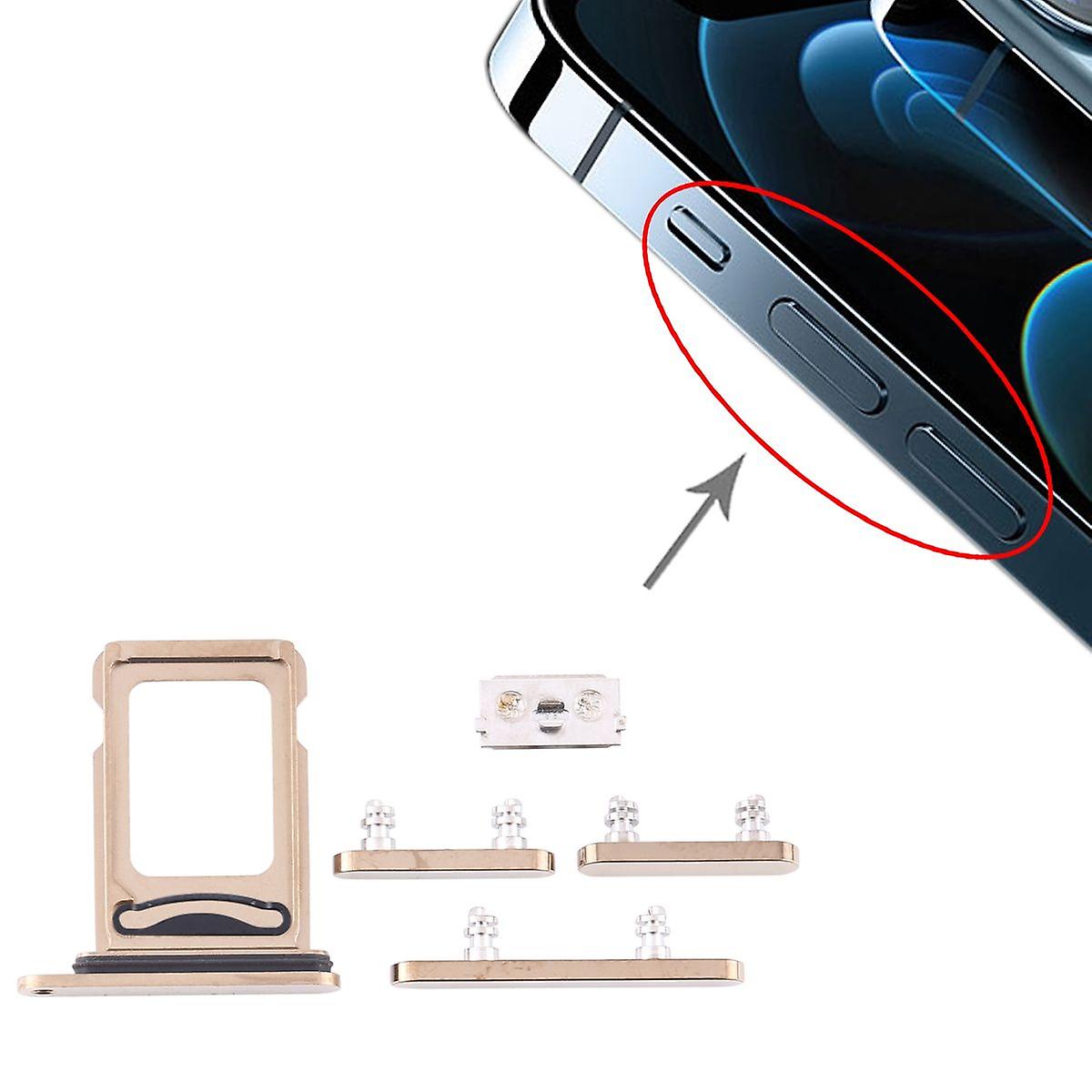 Dual Sim Card Holder and Power / Volume Button Apple iPhone 12 Pro Max Gold On Off Volume Buttons