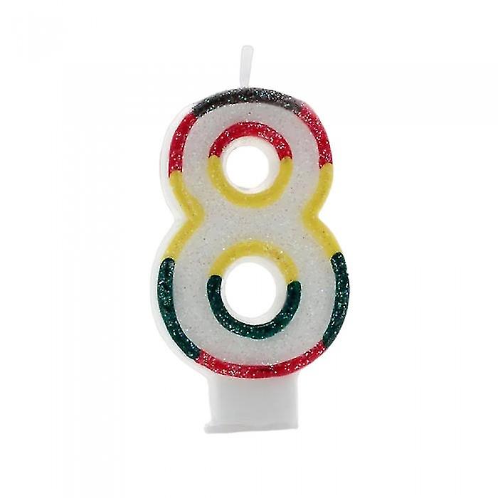 Kaleidoscope Glitter Double-Sided 8th Birthday Candle