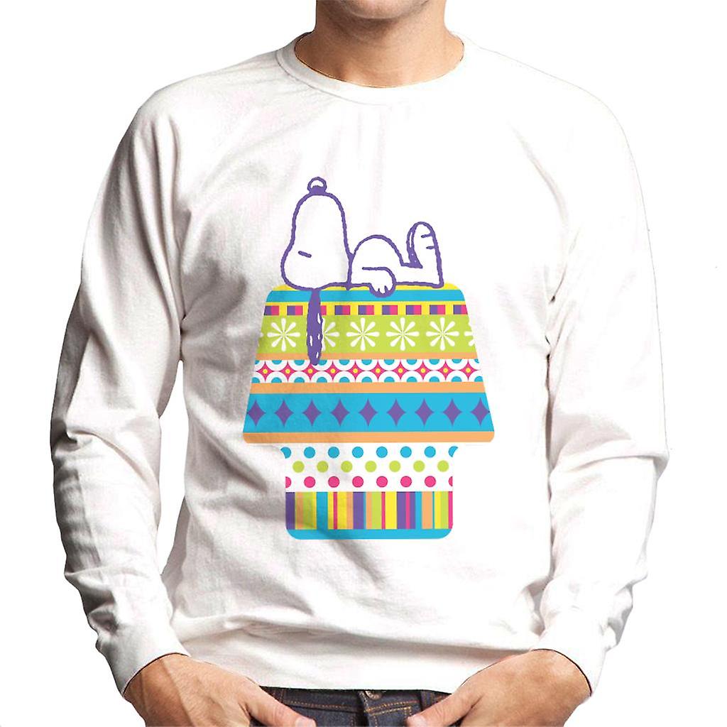 Peanuts Snoopy Lying On Colourful Kennel Men's Sweatshirt