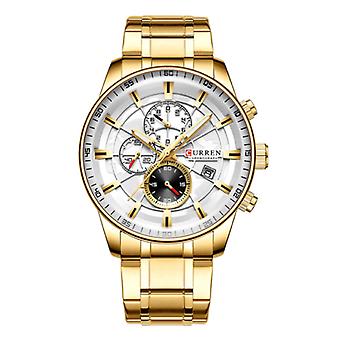 Curren Steel Luxury Watch - Strap Analog Quartz Stainless Movement for Men - Gold