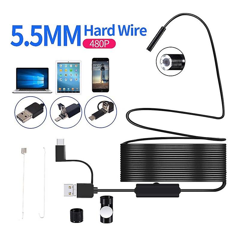 Android Endoscope 5.5mm 7mm Borescope Inspection Snake Camera Waterproof with 6 LED Lights Compatibl