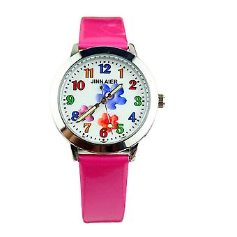 SUJI Kids Cartoon luminous word quartz watch Watch for Girls Boys 3-12 Years Old Waterproof Outdoor Analog Watch for Children rose red belt watch