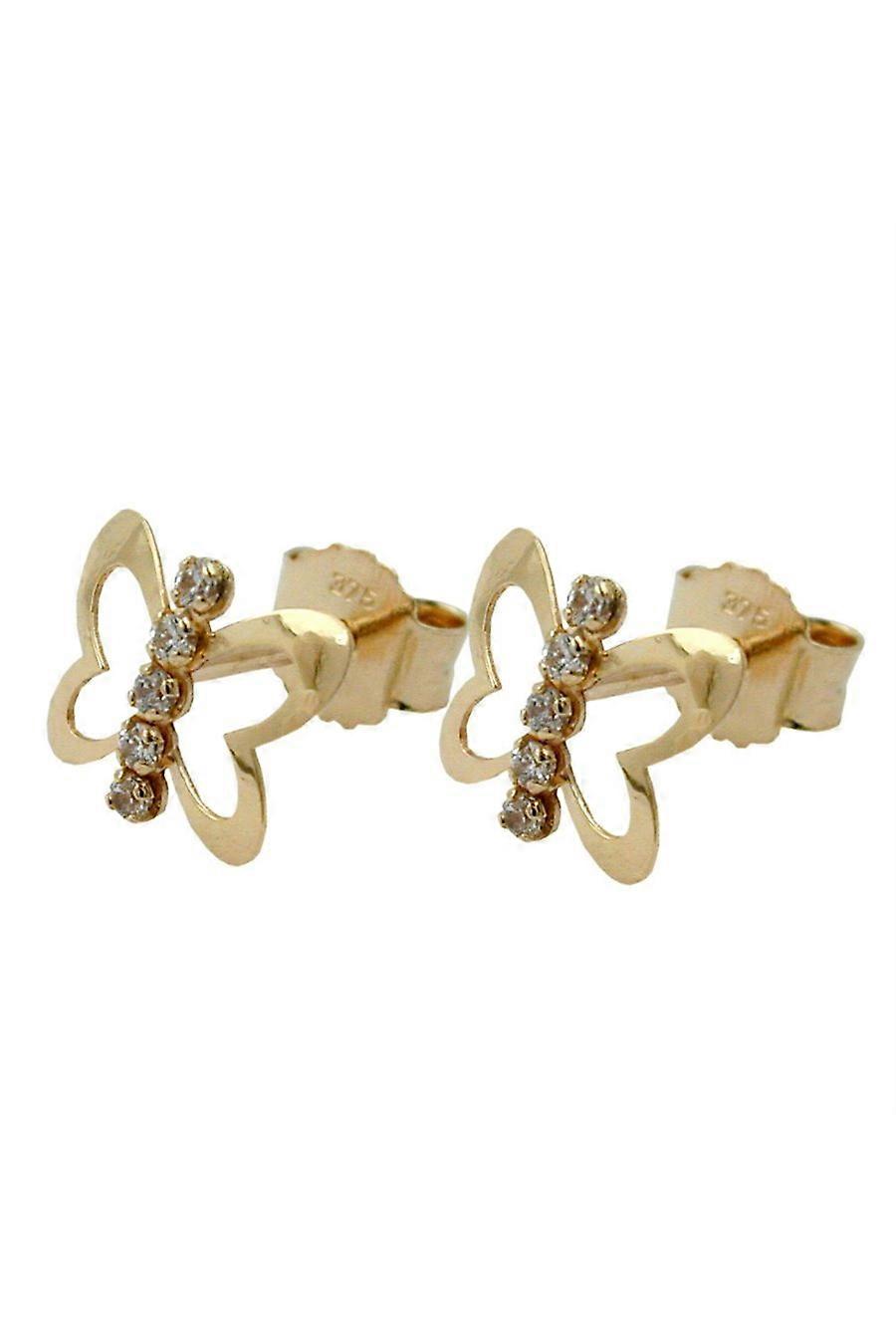 Earrings Butterfly Zirconia 9k Gold - Gl430185