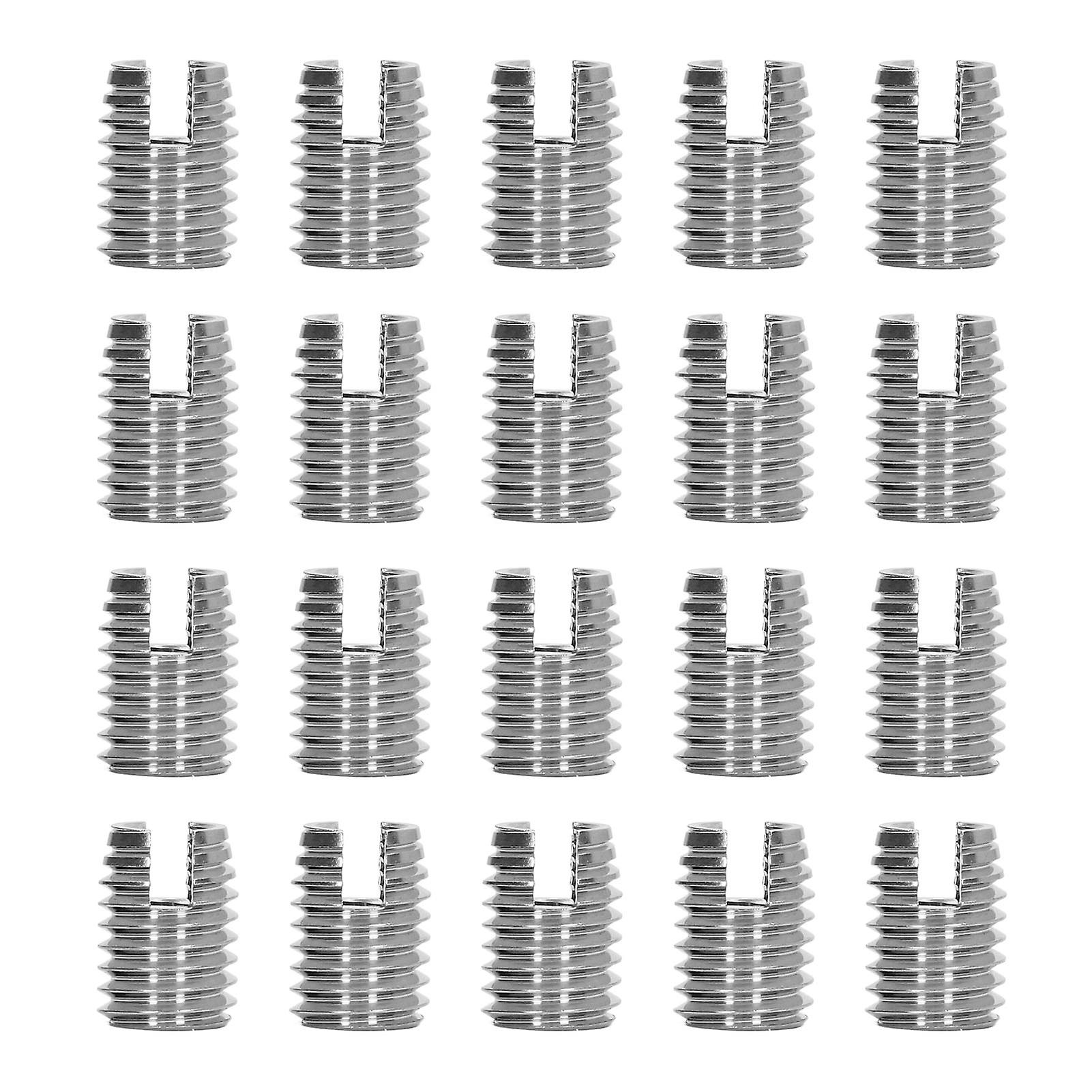 20 Pcs Thread Inserts M6x1.0 M10x1.5 L14mm 302 Stainless Steel Slotted Self Tapping Threaded Inserts 