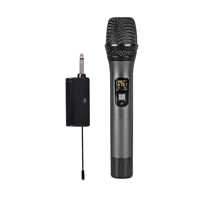 Wireless microphone, metal handheld microphone system with rechargeable receiver, 1/4 amplifier outp