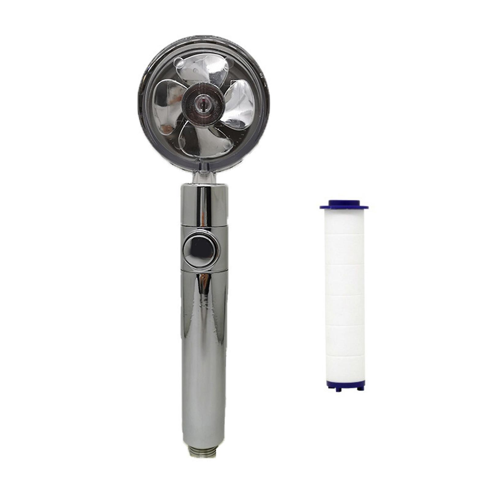 360° Power Shower Head Water Saving Flow Rotating With Small Fan ABS Rain High Pressure Spray Nozzle Bathroom Supply