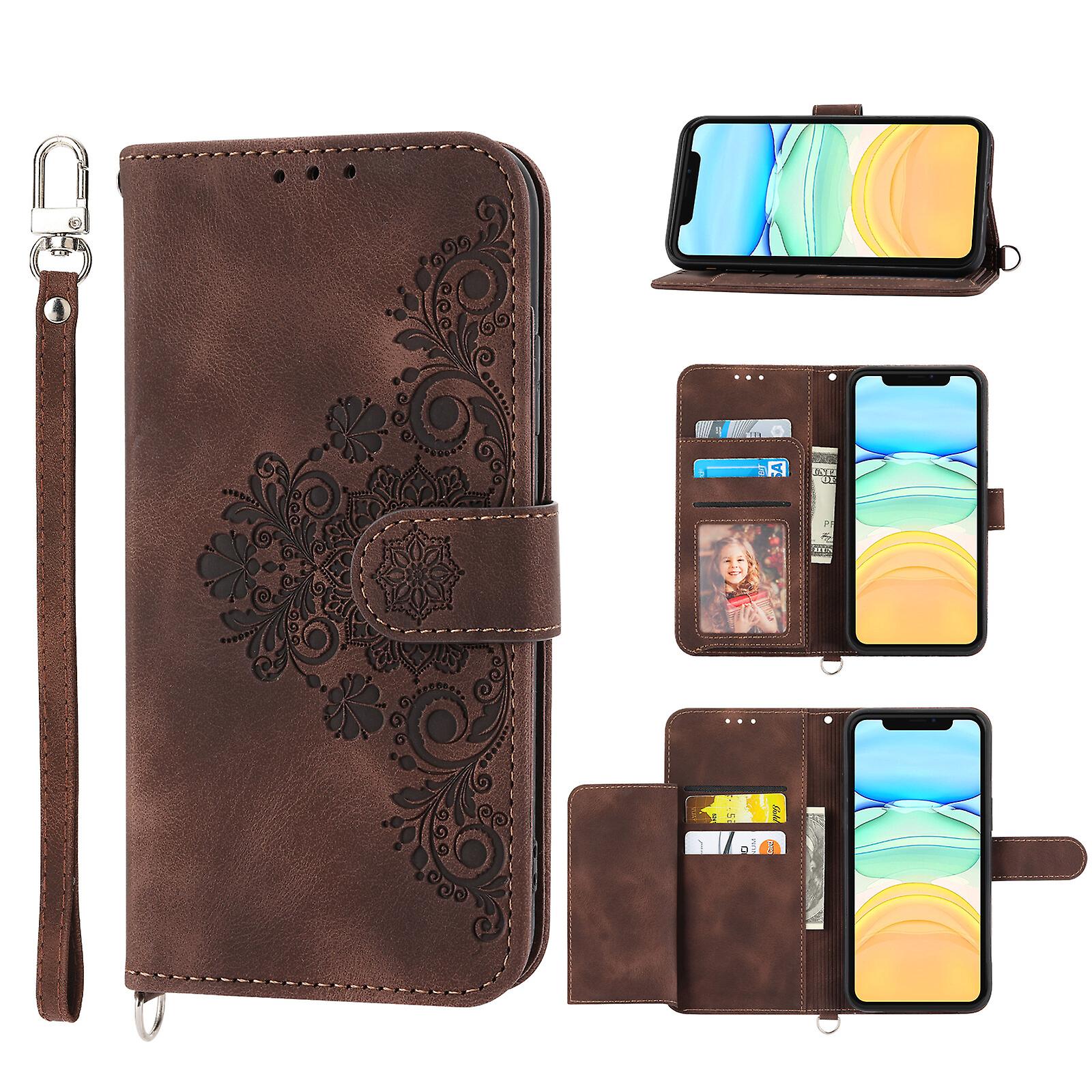 For iPhone 14 Case, Leather Wallet Flip Case With Strap