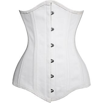 Women's 26 Steel Boned Cotton Long Torso Hourglass Body Shaper Corset white