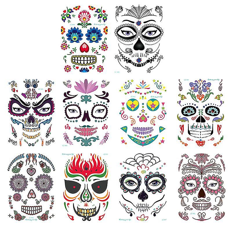 10sheets Halloween Face Stickers For Halloween Decorations
