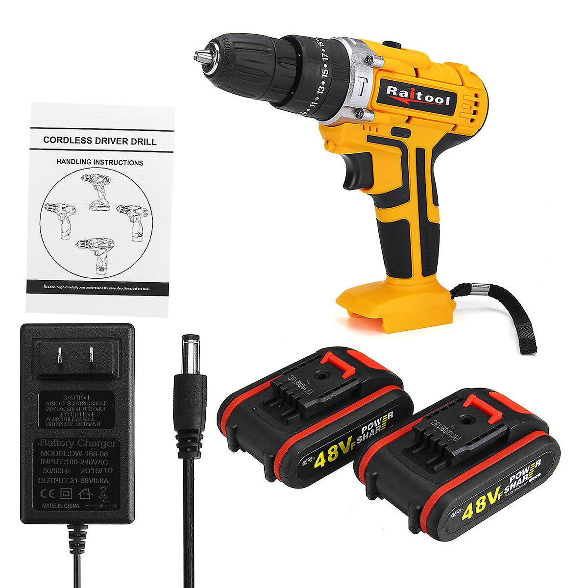 48Vf Cordless Electric Impact Drill Rechargeable 3/8 Inch Drill Screwdriver