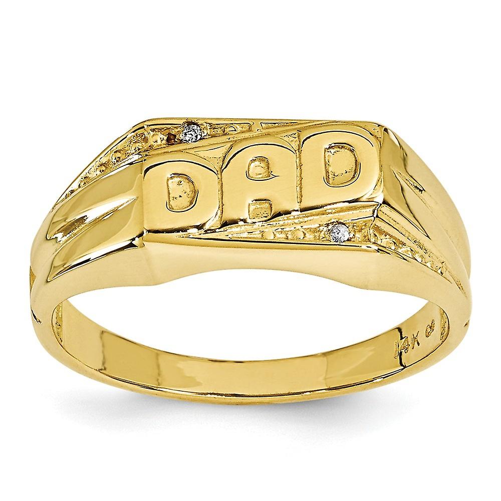 14k Yellow Gold Polished Prong set Not engraveable Diamond mens ring Size 10-Ring for Men - .01 dwt