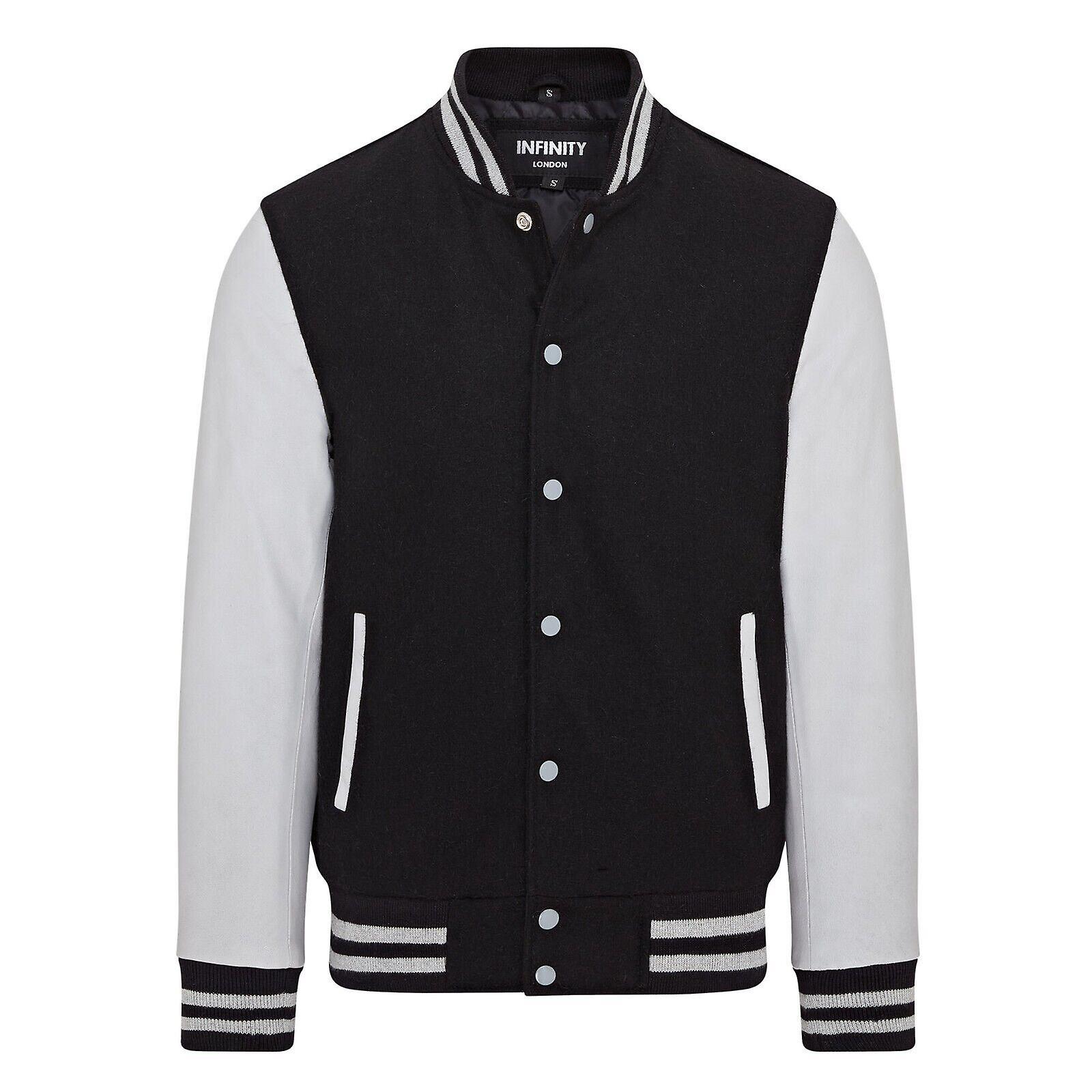 Black Letterman Baseball Wool Leather Varsity Bomber Jacket