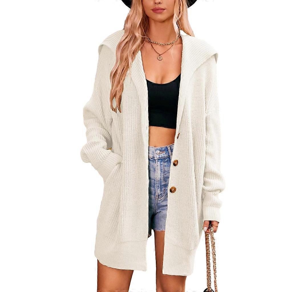 Mode Damen Pullover Herbst Einfarbig Revers Langarm Strickjacke