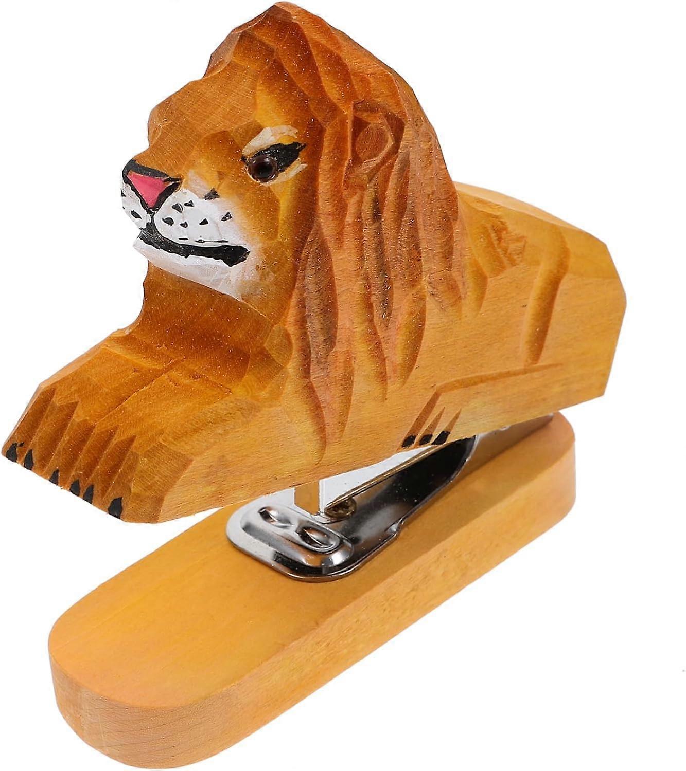 Handmade Wood Stapler Animal Decor Cute Stapler Lion Statue Stapler ...