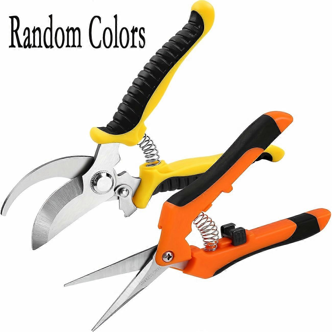 2-Pack Garden Pruning Shears Set with Stainless Steel Blades, Modern Style Metal Loppers with Soft Grip Handles, Professional Gardening Tools Cutter f
