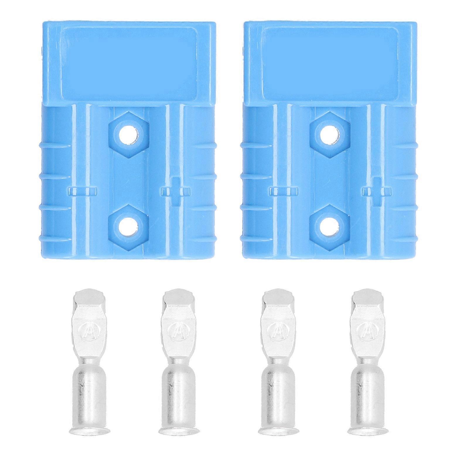 2pcs Battery Connector 50a Lightweight Quick Disconnection Wire Harness Plug Kit 6awg 600vblue