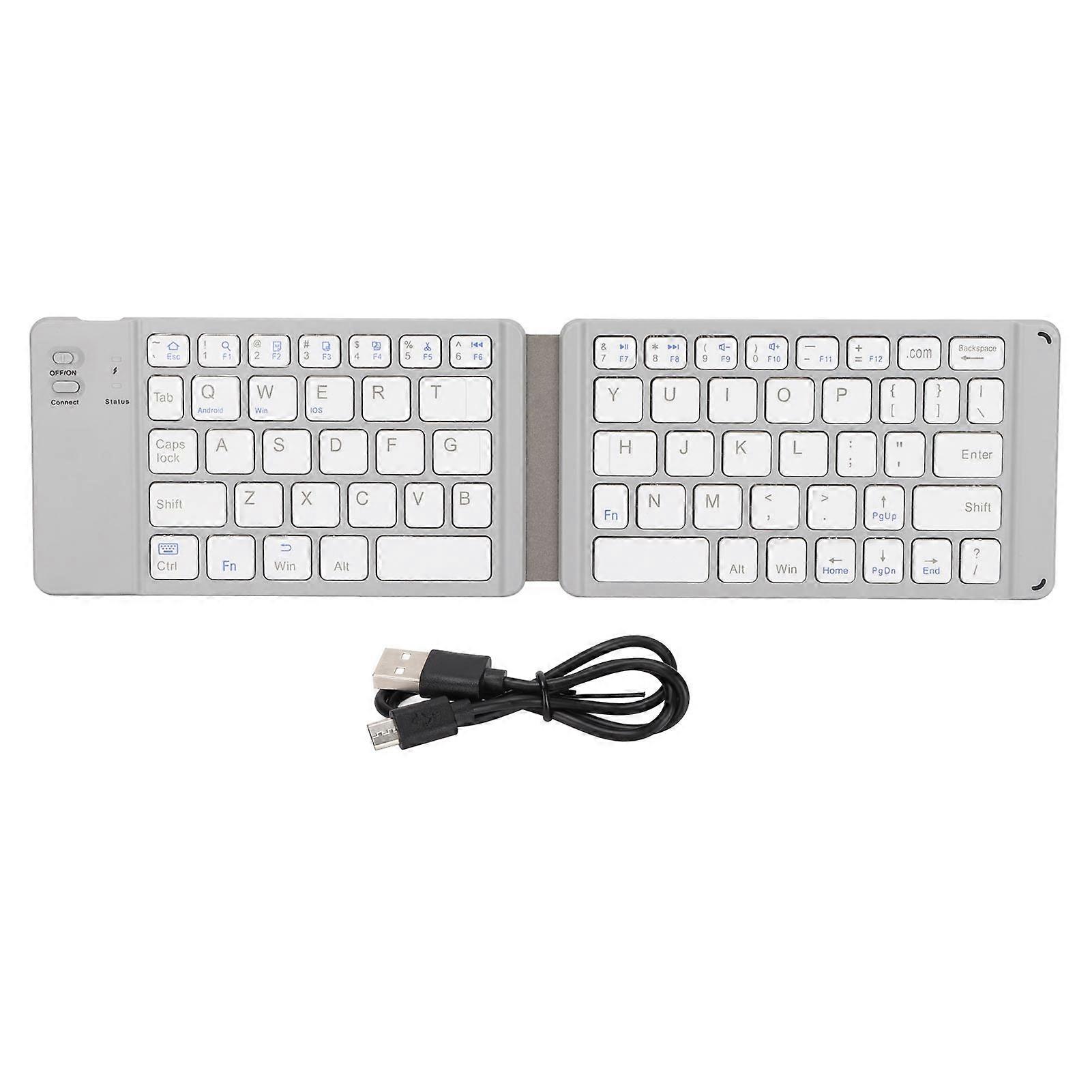 Foldable Wireless Keyboard Rechargeable Long Standby Pocket Size Portable Keyboard for Smartphone Tablet Laptop Travel White