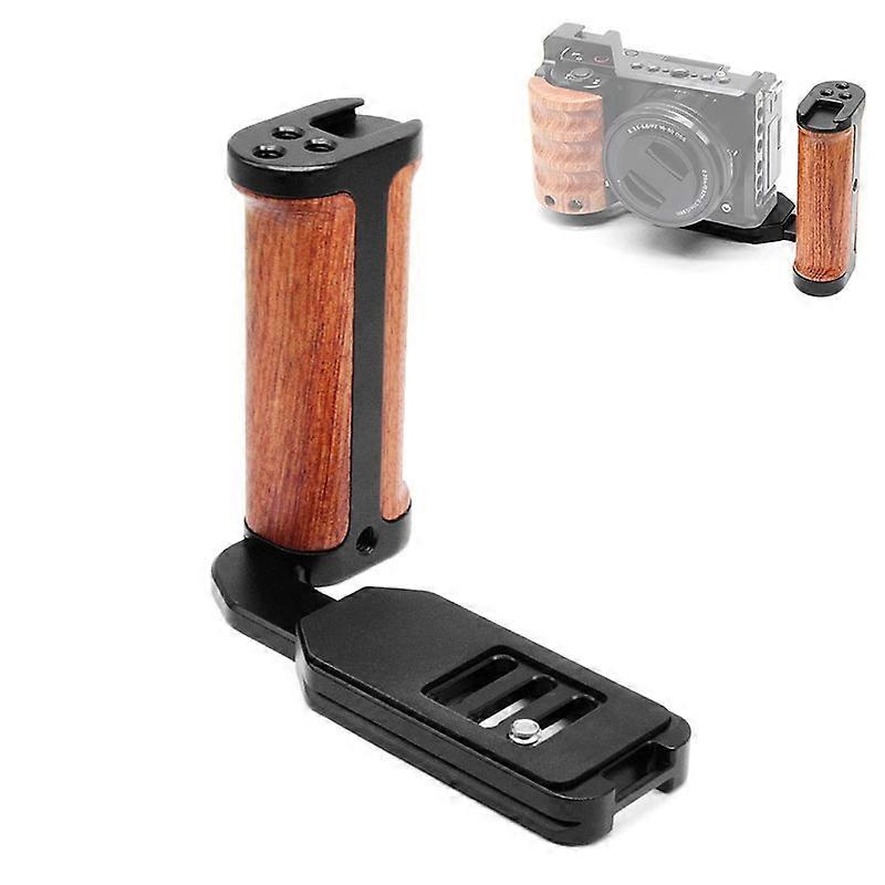 PULUZ Wooden Left Side Handle Vertical Shoot Quick Release L Plate