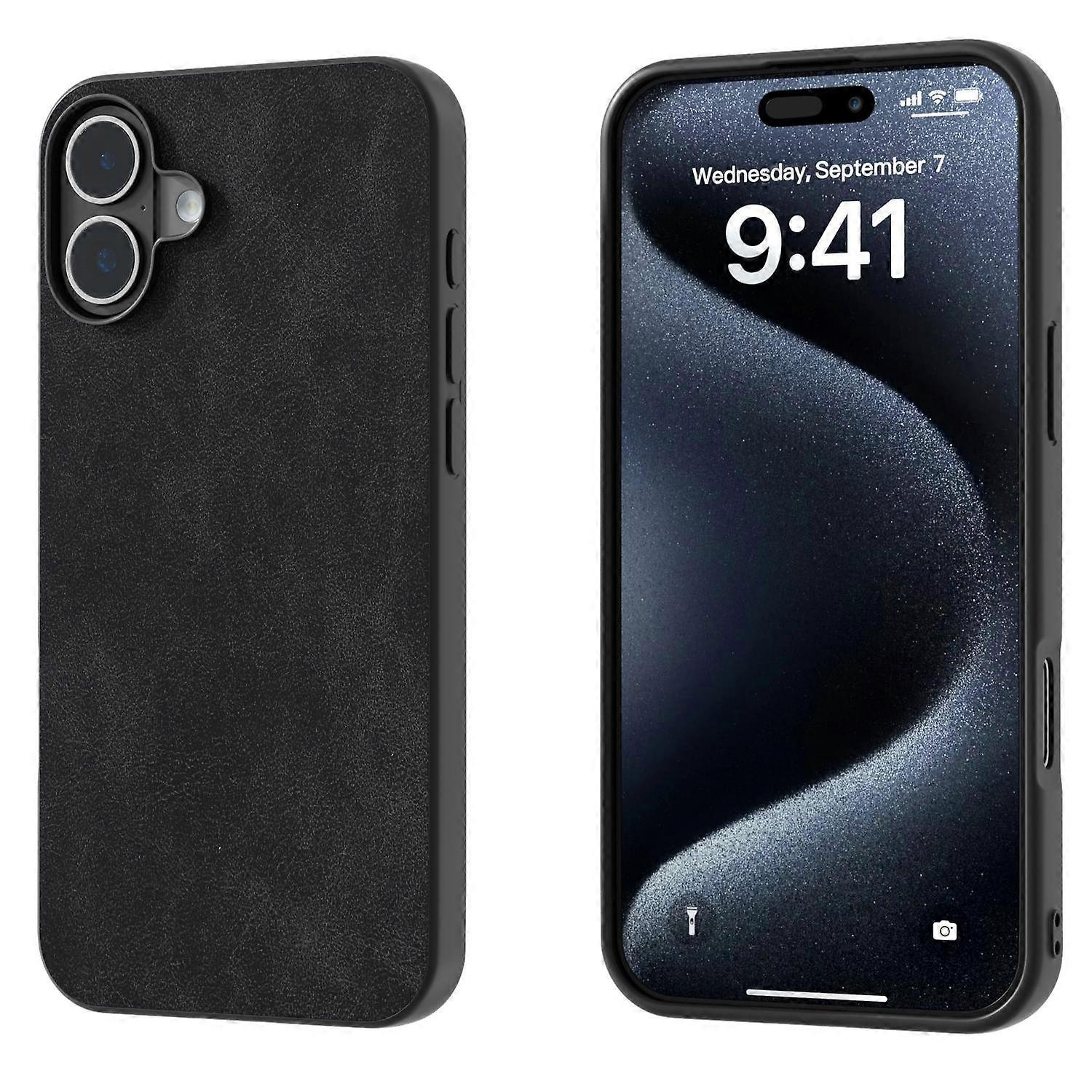 Black Frame PU Phone Case For iPhone 16 Plus