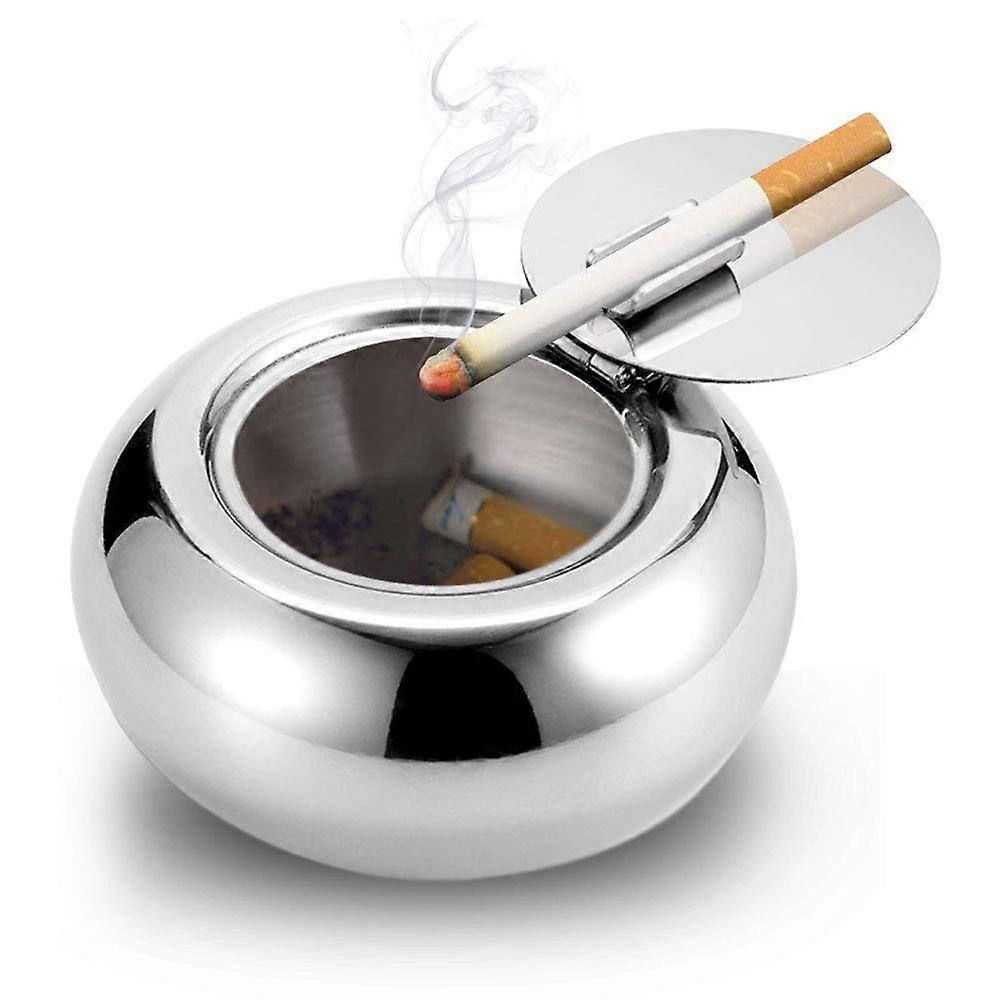 灰皿、蓋付きステンレス製モダン卓上灰皿、タバコ灰皿