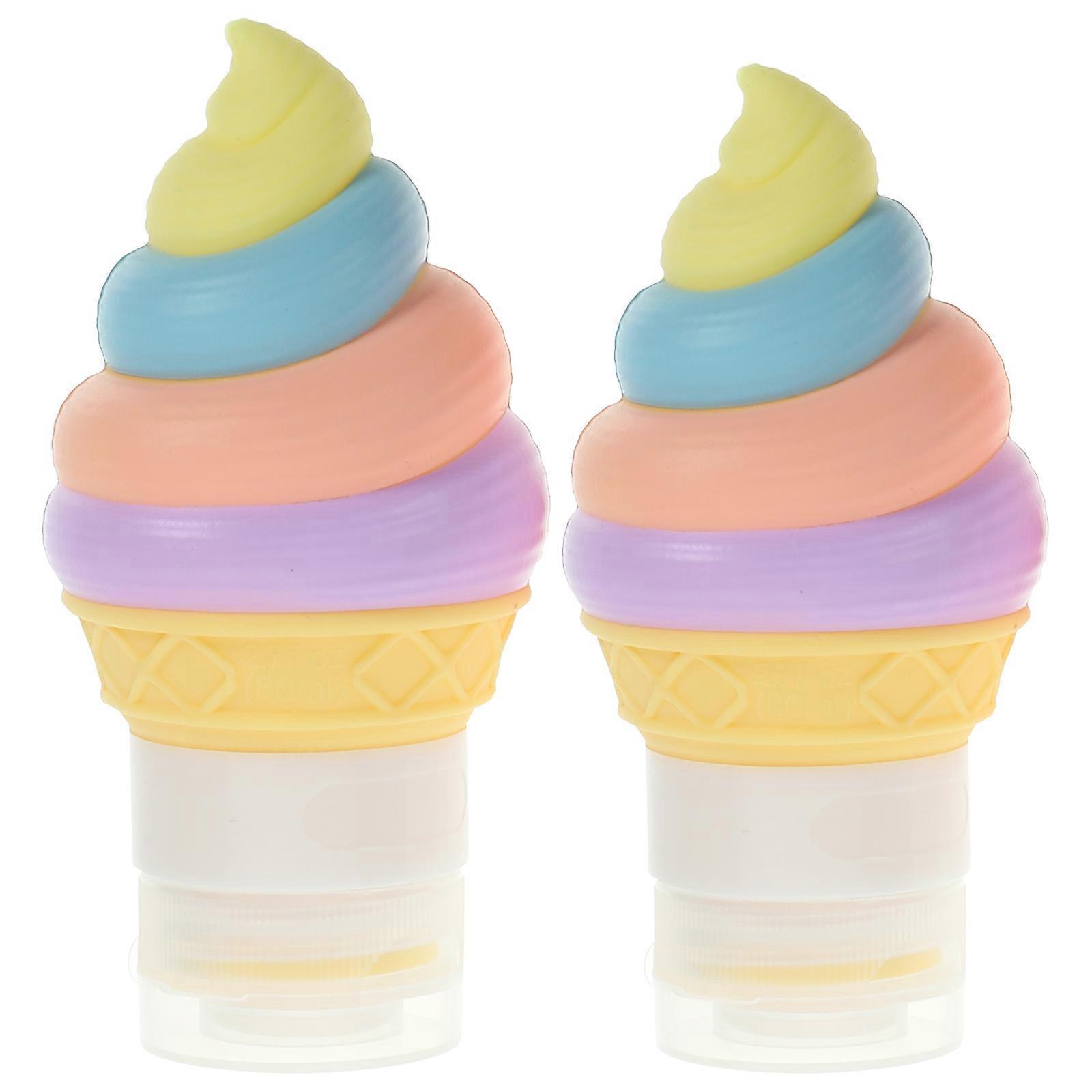 2pcs Silicone Sauces Squeeze Bottles Ice Cream Shaped Sauces Bottles Salad Dressing Container