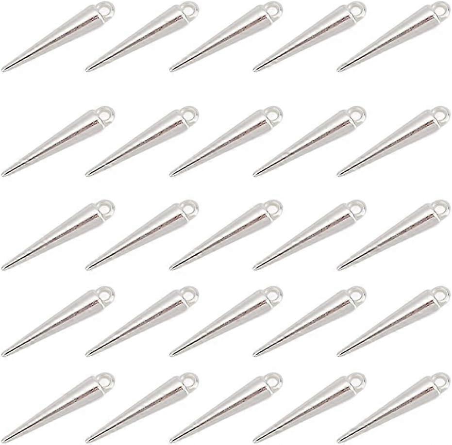 400Pcs Cone Charms CCB Plastic Spike Pendants 23mm Long Spike Beads Pendants Circular Cone Charms Tibetan Style Spike Charms with 1.5mm Loop for Jewel