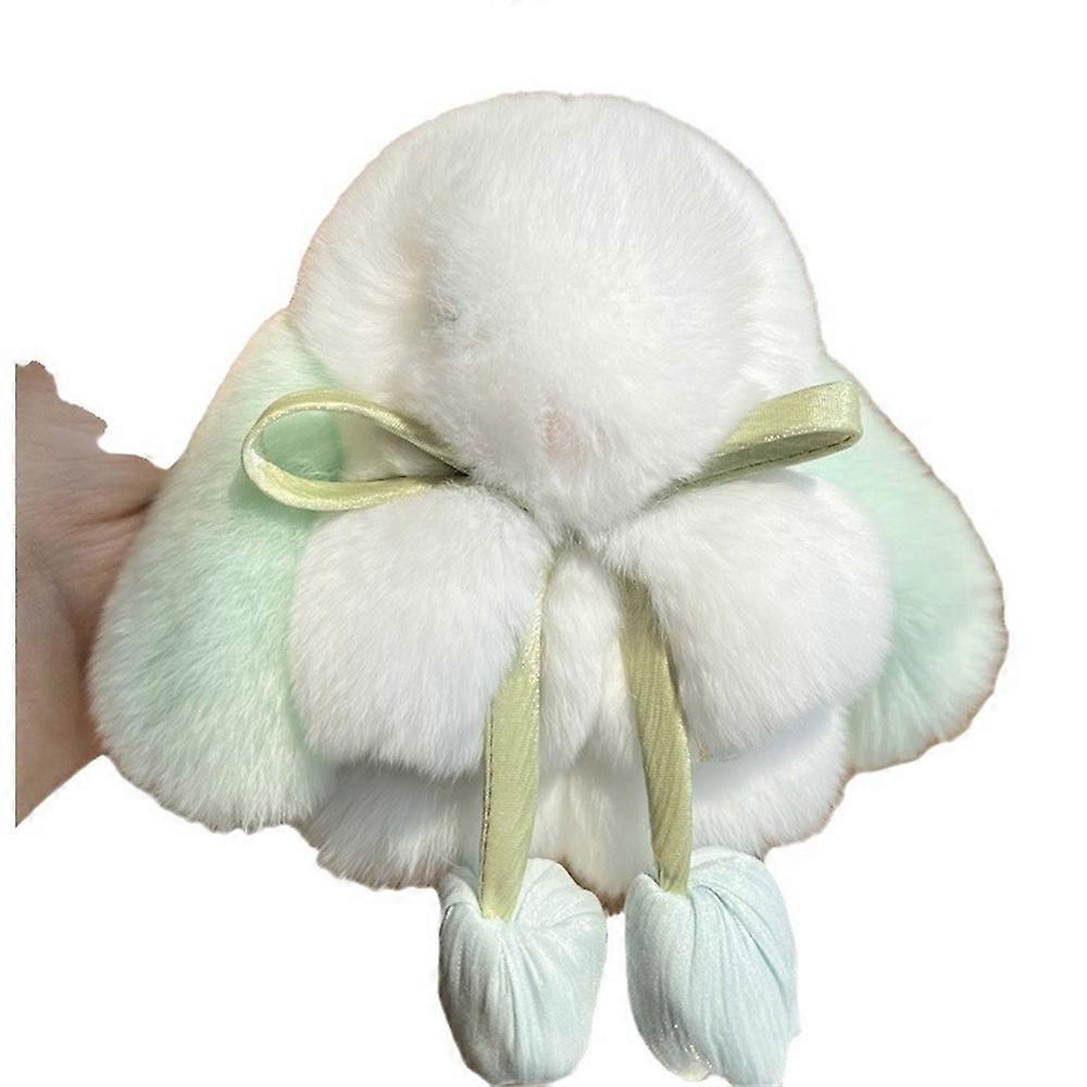 2024 Multicolor Rabbit Keychain Ring Fluffy Real Fur Pompom Bunny Trinket Key Chain Charm Cute Ring On Bag Car Key Pendnat
