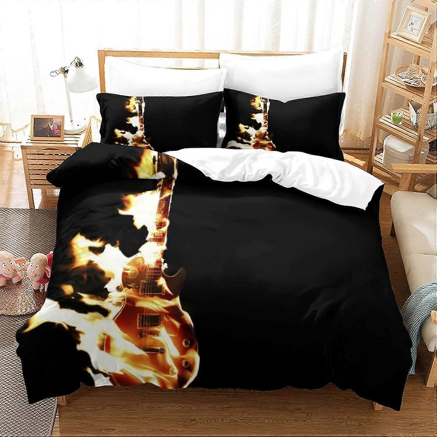 Påslakanset för gitarr Sängkläder i mjuk mikrofiber, med dragkedja, styckset för barn tonåringar ad 135 * 200 CM