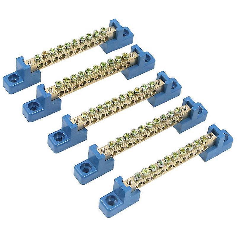 Terminal Block Blue Terminal Bus Bar 10 Positions Screw Terminal Grounding Strip Bus Bar Block Pack
