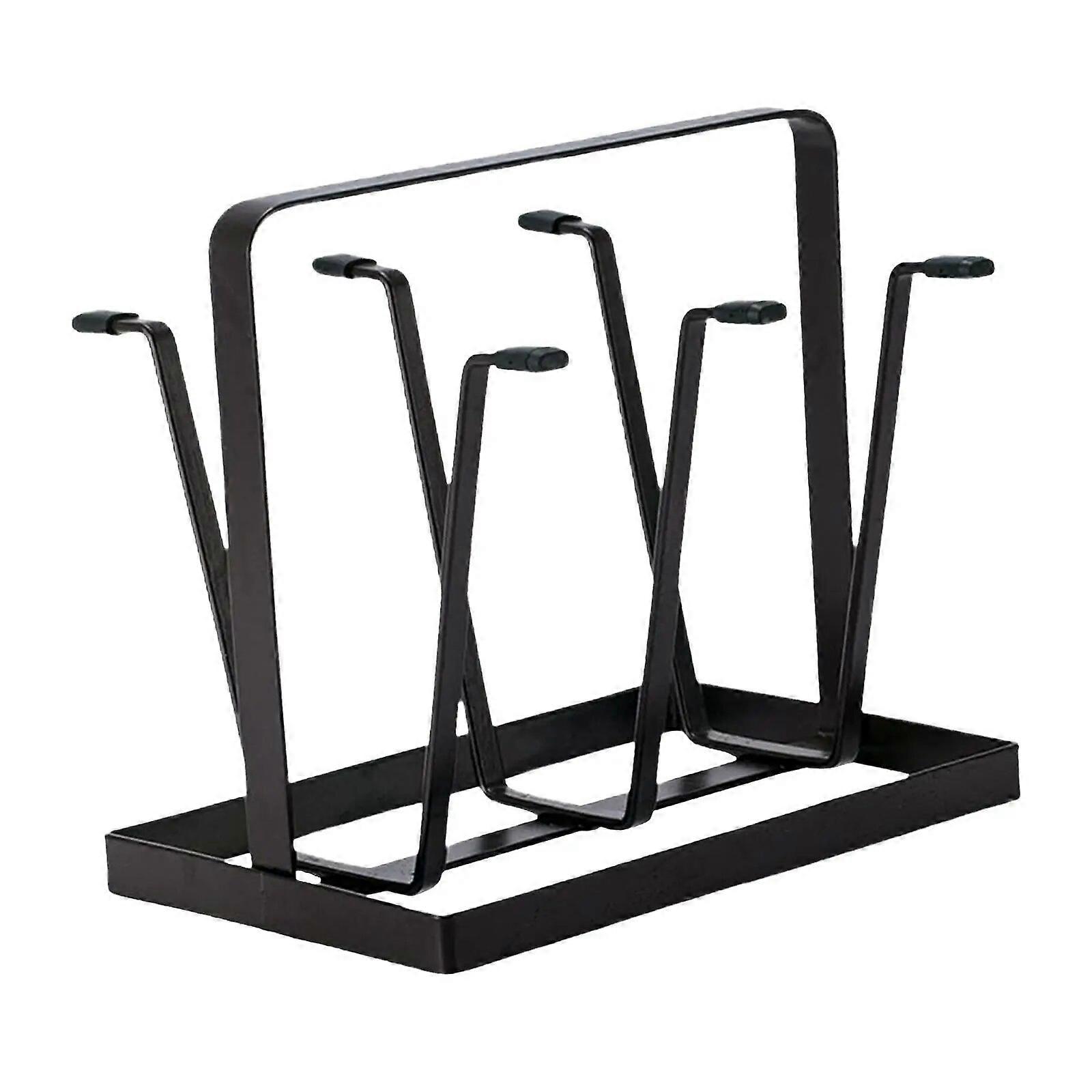 Steel Bottle Cup Hanging Drying Rack 6 Hook Organizer for Drinking Glass Containers with Protective Rubber Ends Hooks