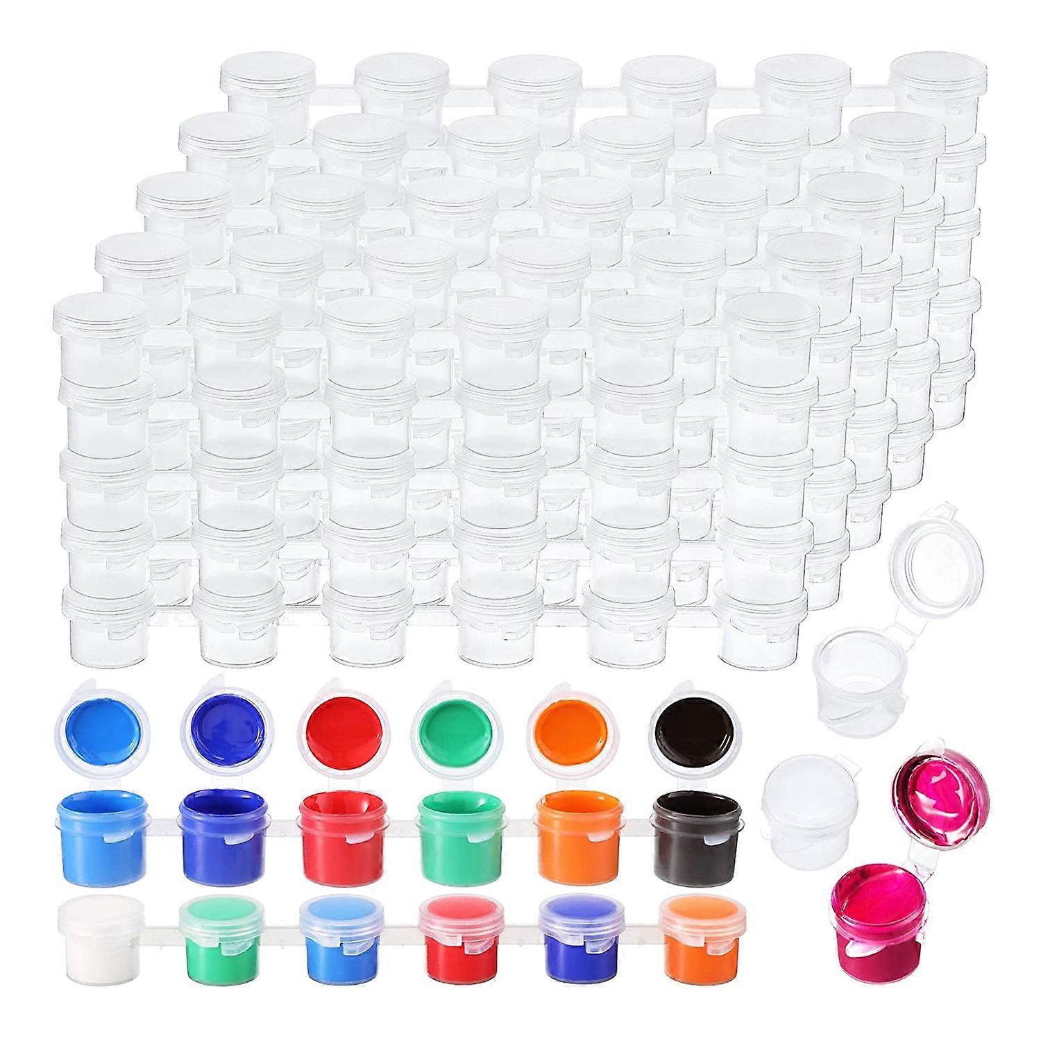 100 Strips 600 Pots Empty Paint Strips Paint Cup Supplies(3 Ml/0.1Oz)