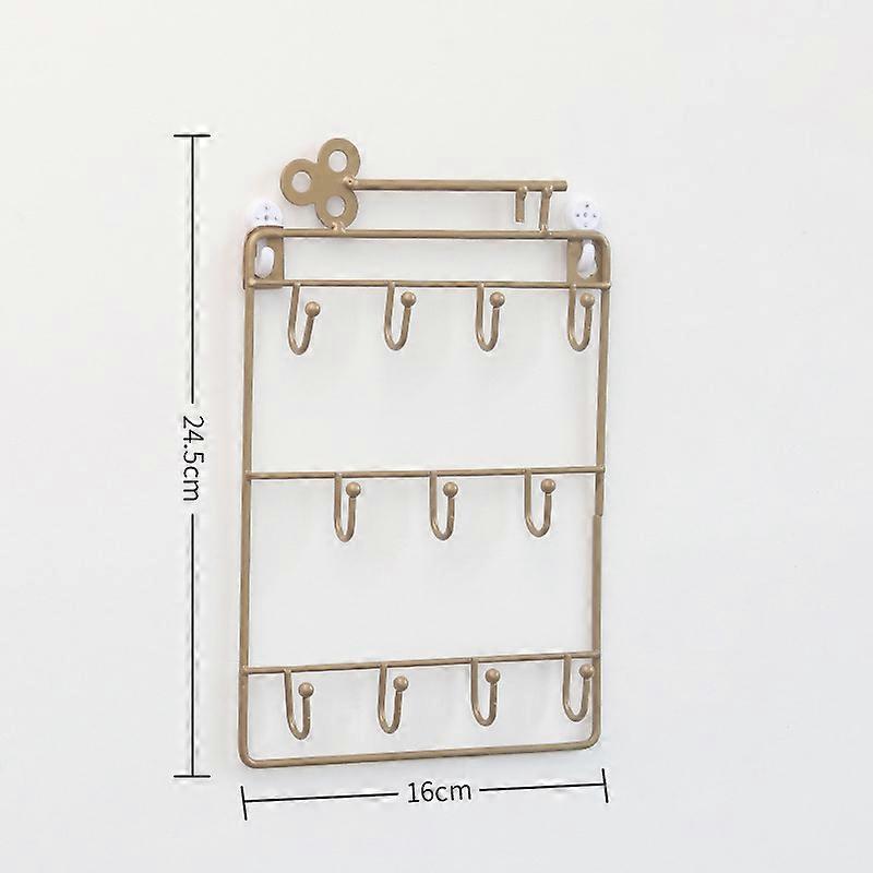 Wall Mounted Key Hook Three Layer Wrought Iron Storage Bracket for Storing Coats Hats Towels Home