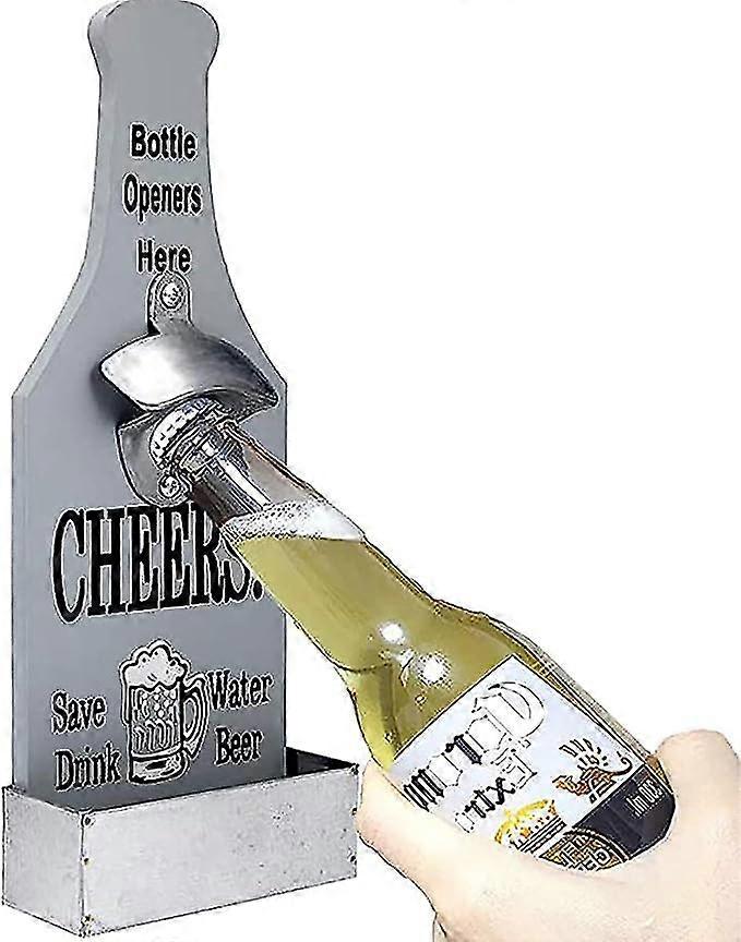 Wall Mount Beer Corkscrew With Collection Container (grey)
