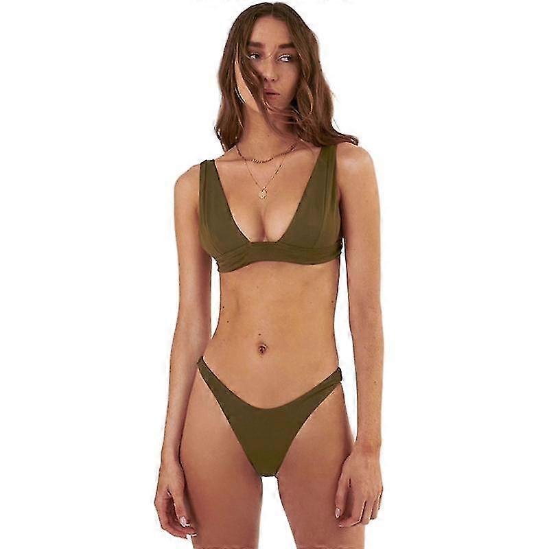 Frauen Low Waist Bikini Badeanzug Push Up Halter Zweiteiliger Badeanzug
