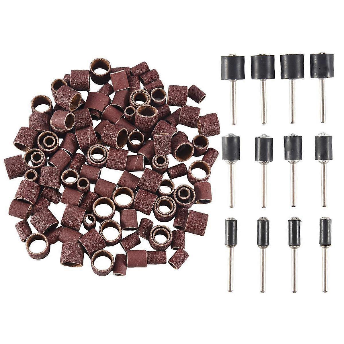 132 Pieces Drum Sander Set with Free Box Including 120 Pieces Nail Sanding Band Sleeves and 12 Piec