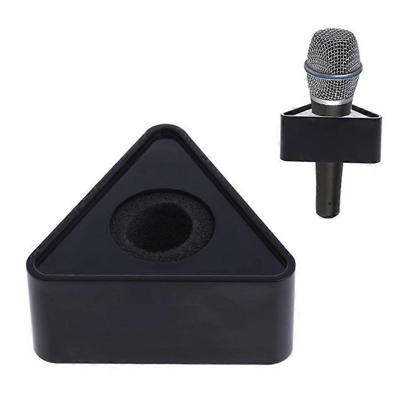 Black White Hole Triangular Mic Microphone TV Interview Logo Flag Station DIY Speech Desktop Simple Mic Holder