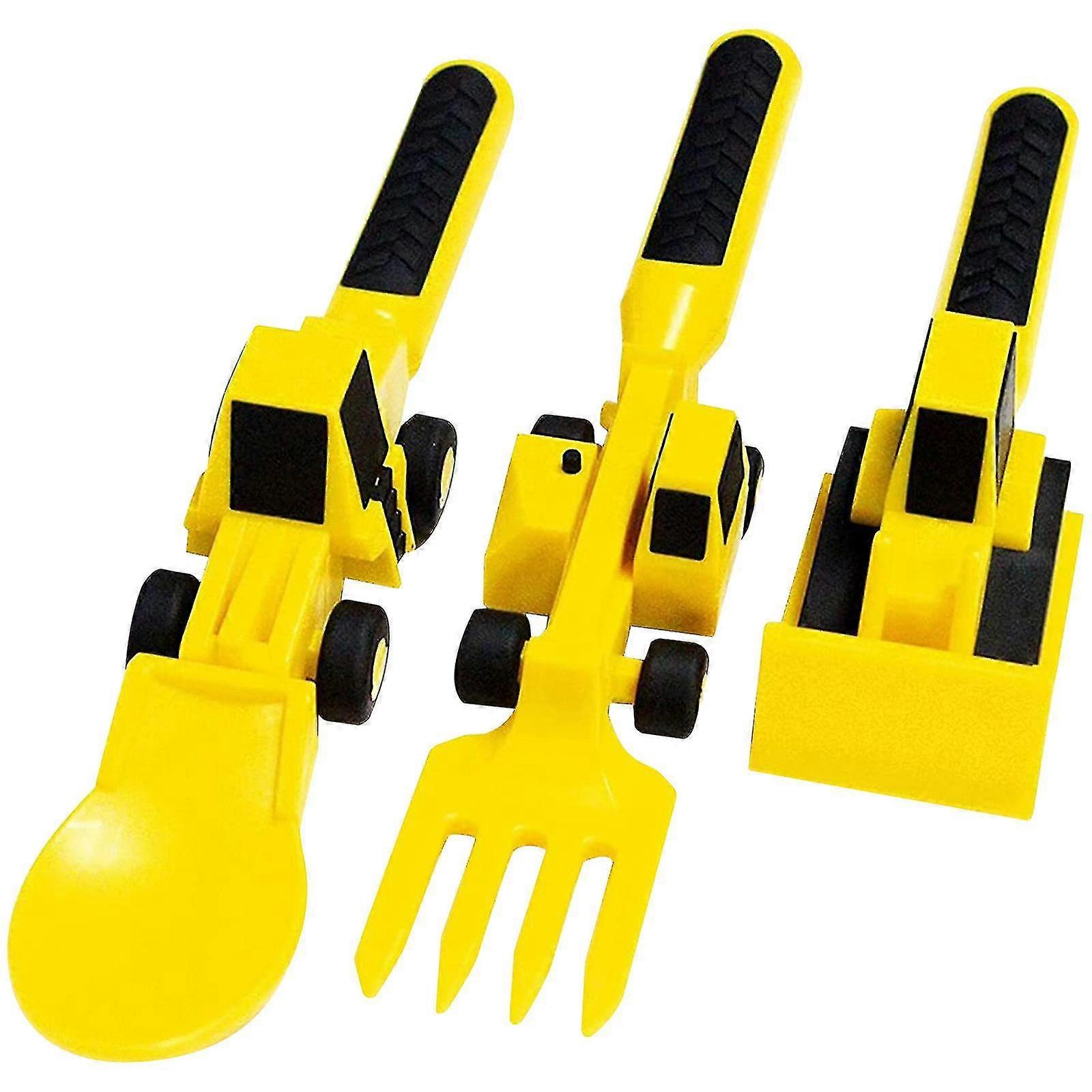 Children's Creative Building Theme Fork Spoon Excavator Bulldozer Children's Toy Tableware