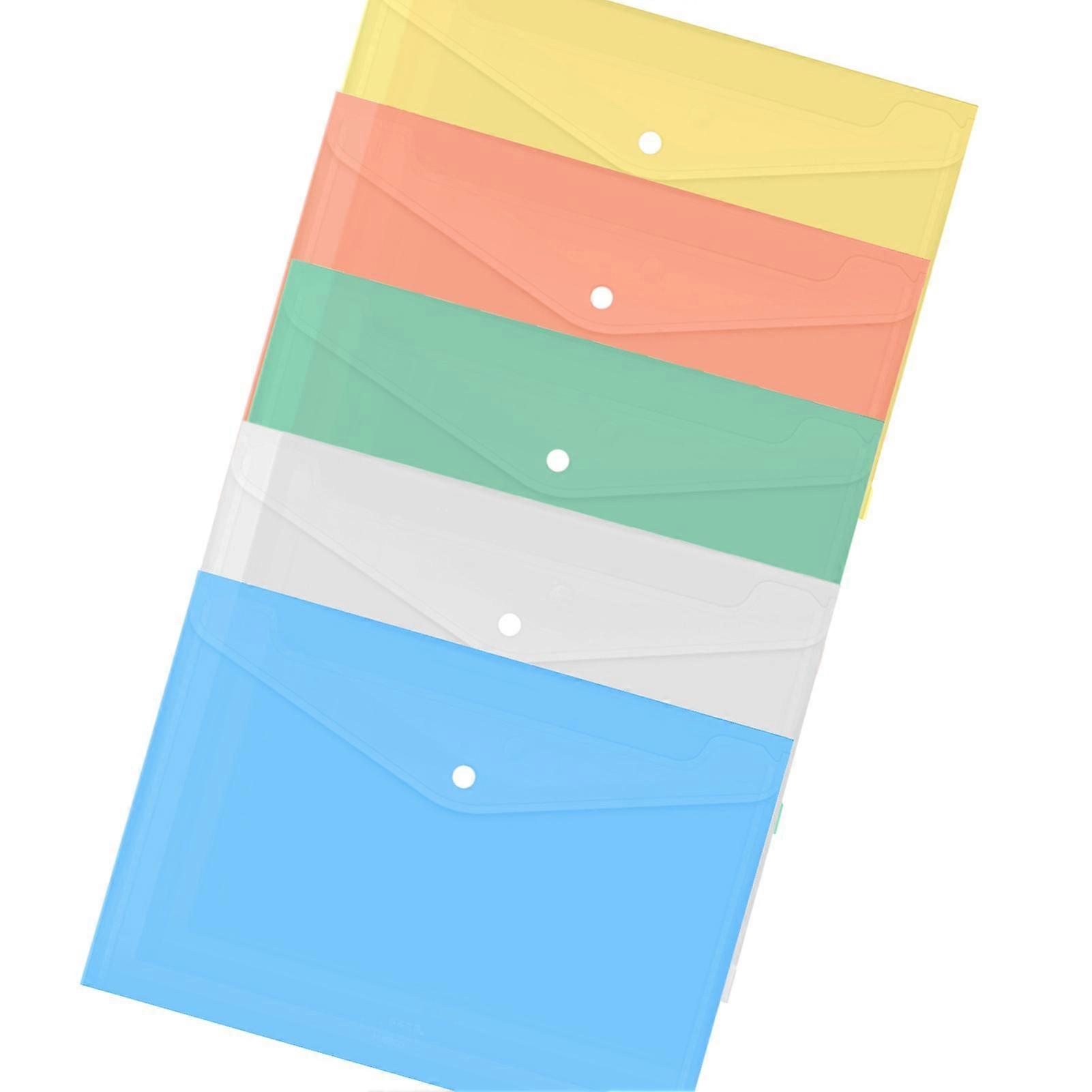 5pcs A4 Pp Document Organizer School Stationery File Folder Buckle Closure