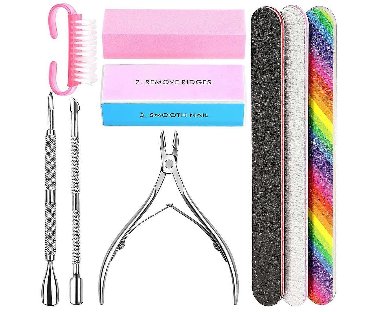 Nail File and Buffer- 3pcs Double Sided Nail File, Rectangular Nail Buffer,Perfect Manicure Tool Kit for Shiny Nail