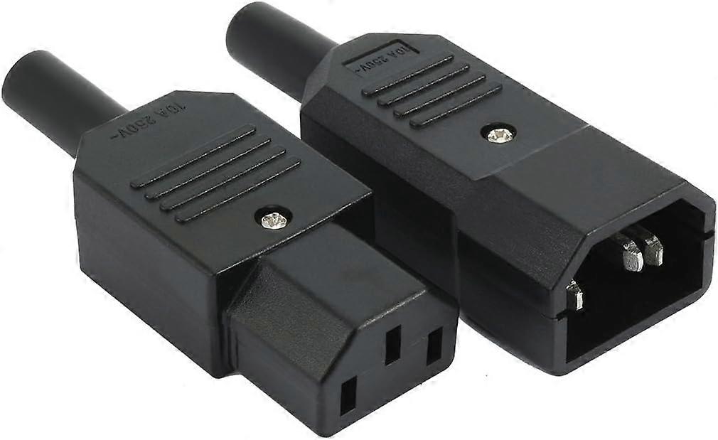 1Pair AC250V 10A IEC C14 Male C13 Female, 3 Pins Terminals Inline Adapter Plug Power Socket Connectors