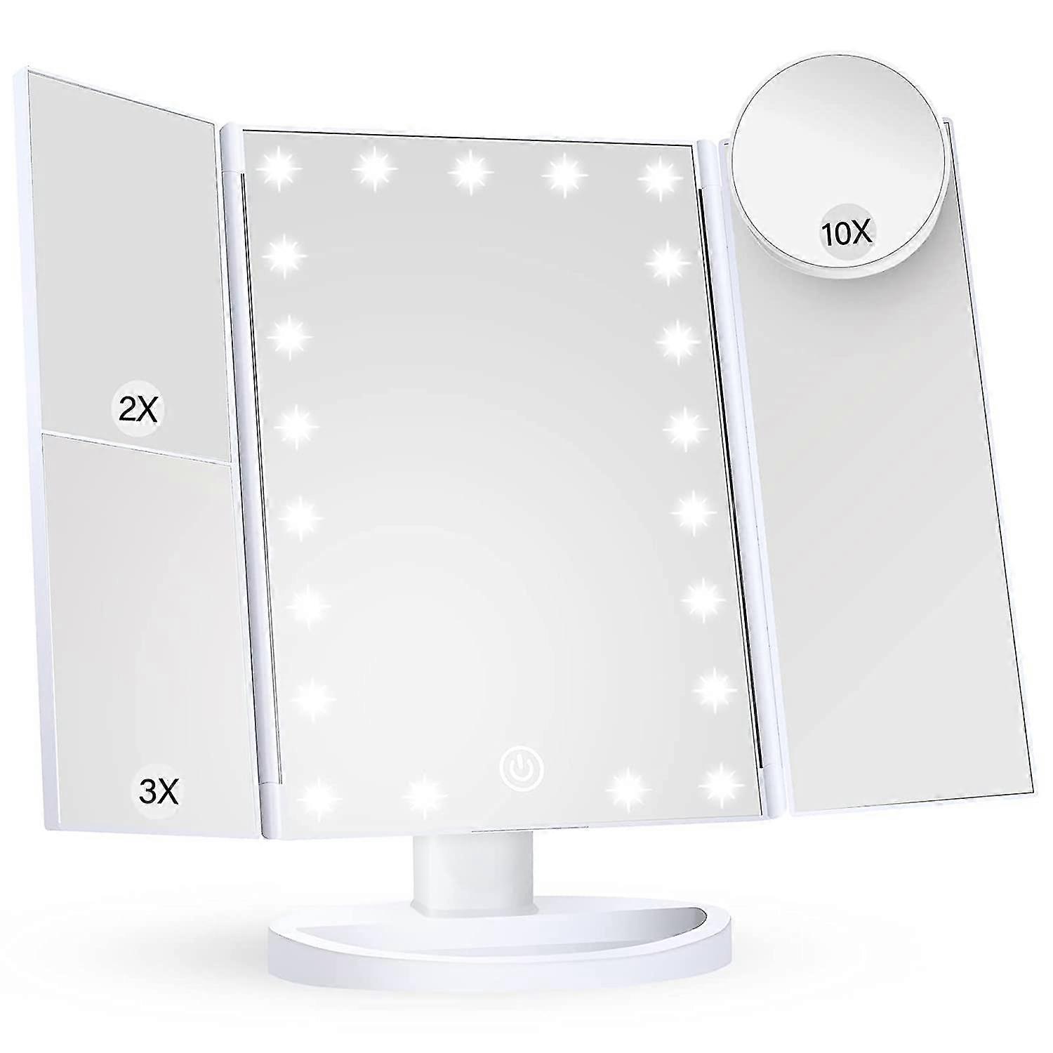 Trifold Magnification Vanity Mirror With Lights