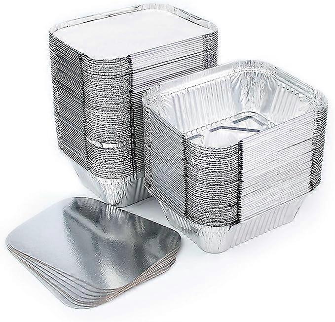 Set of 125 disposable aluminum trays with lid for transporting food - frozen - cooked (260ml)