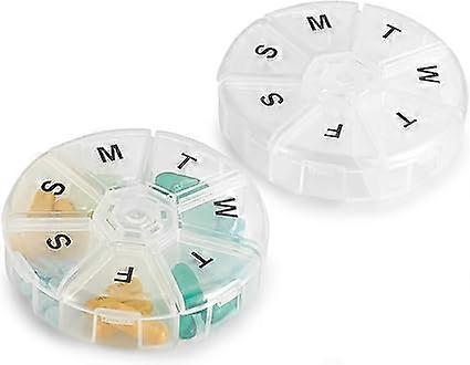 Weekly Pill Box - Pack of 2 - Large Round Pill Boxes Weekly Travel Pill Box 8.5*2cm