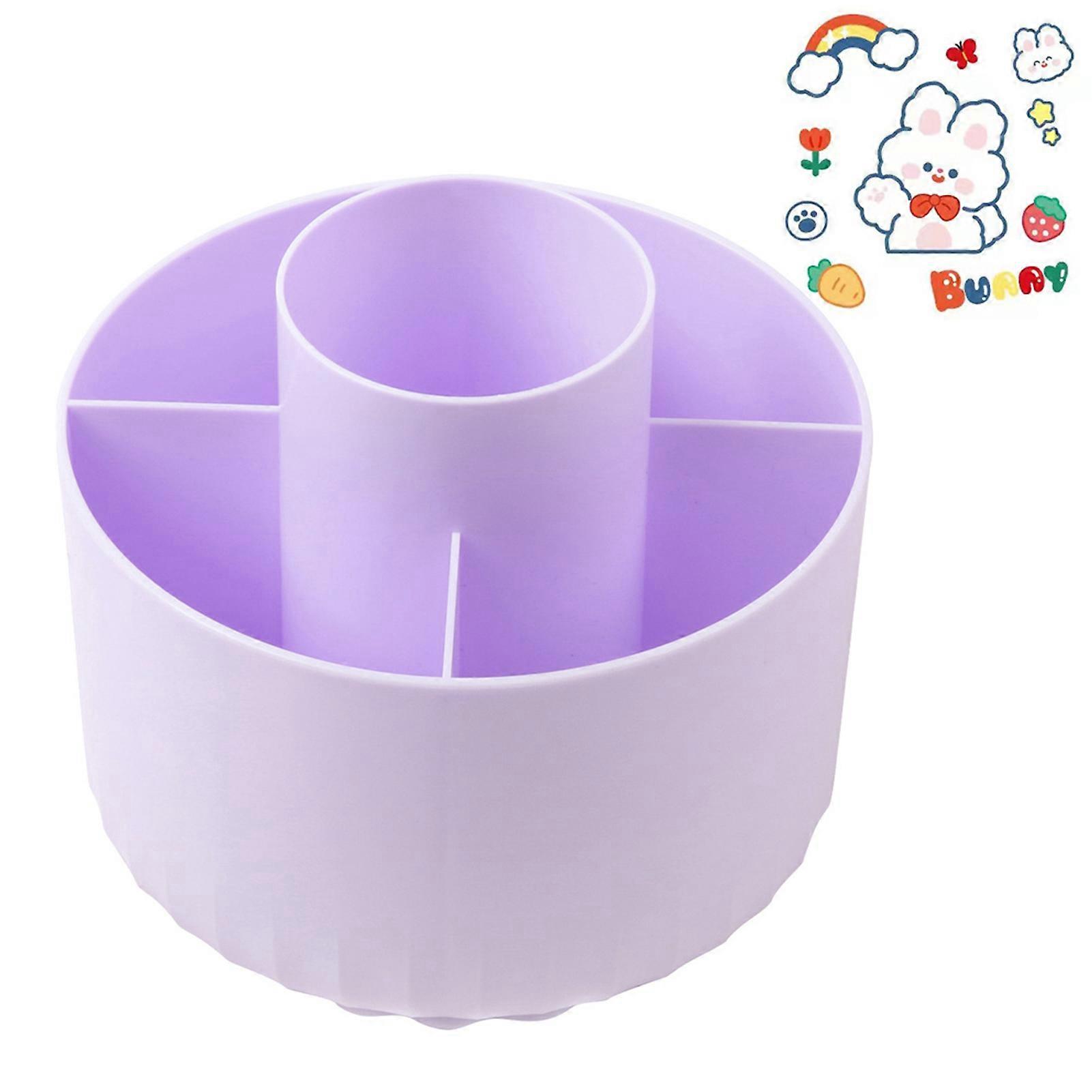 Makeup Brush Holder Cosmetic Storage Box 360-Degree Rotatable 5 Slot Design Large Capacity Pencil Case Desktop Organizer
